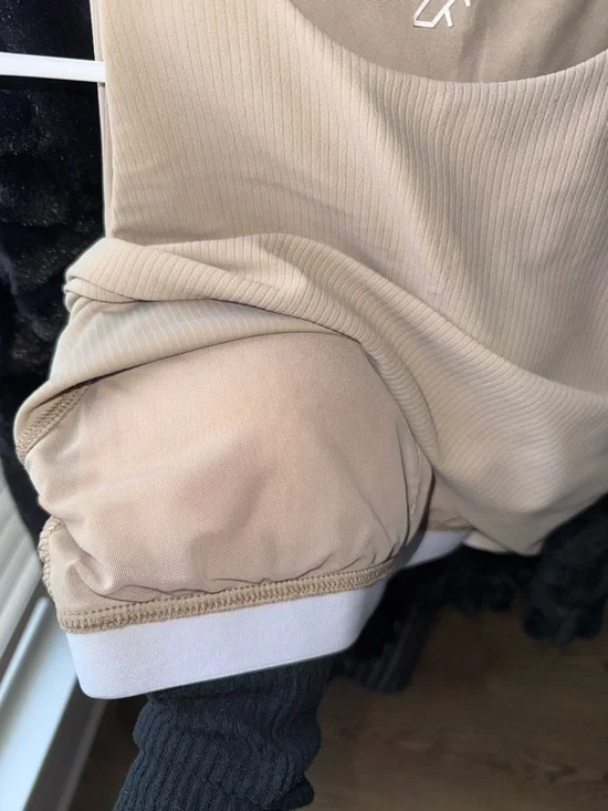 Croton Ribbed High-Neck Crop Tank - Beige - Picture 3 of 5